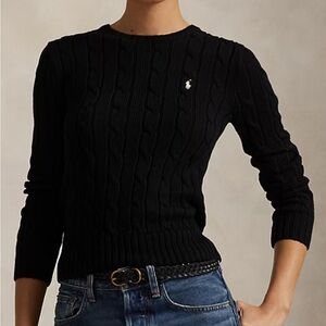 Ralph Lauren Sport Navy Cable-Knit Crewneck Sweater.  S.